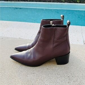 Burgundy Leather Ankle Boots